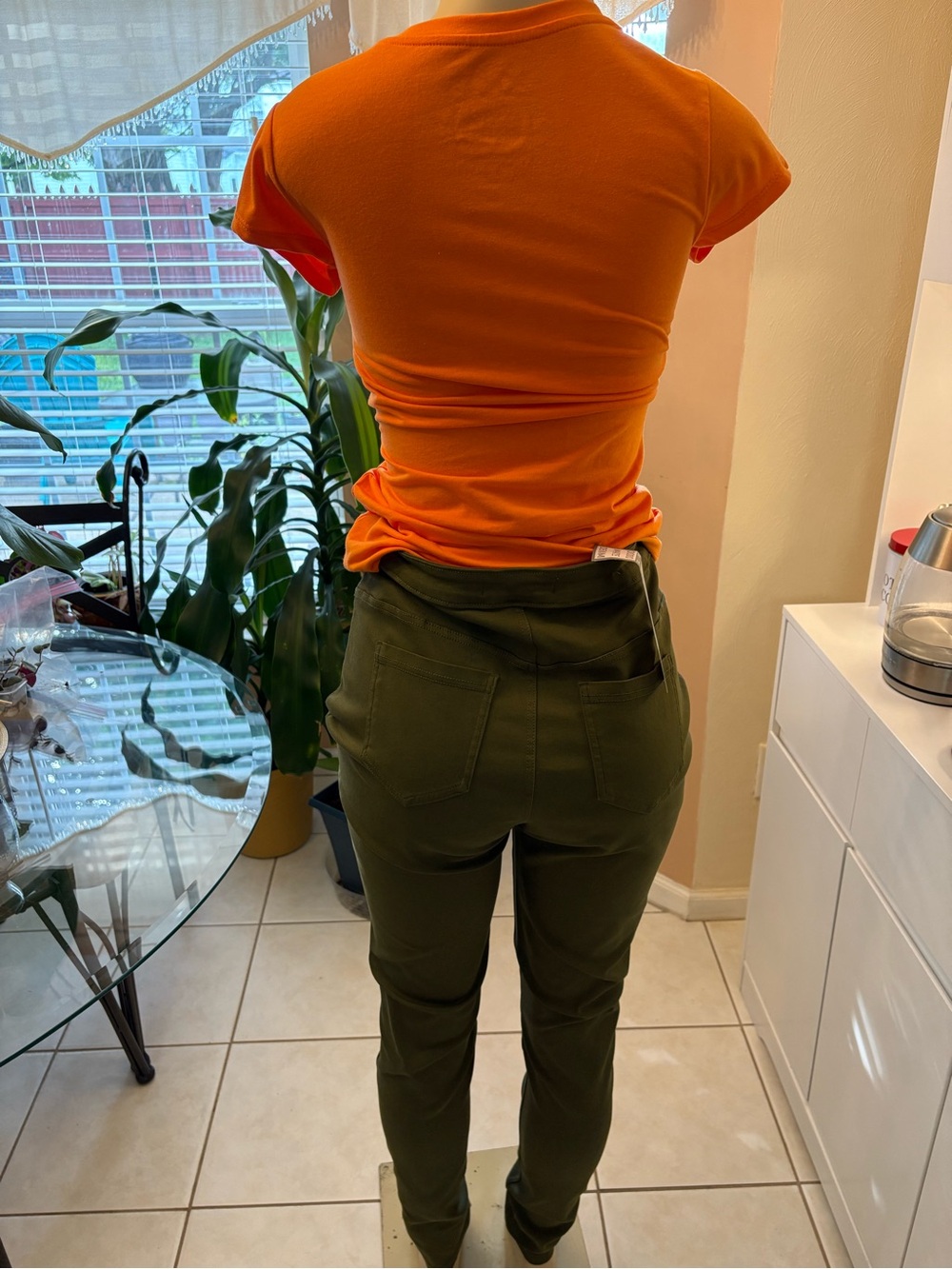 Orange V-neck tee shirt new